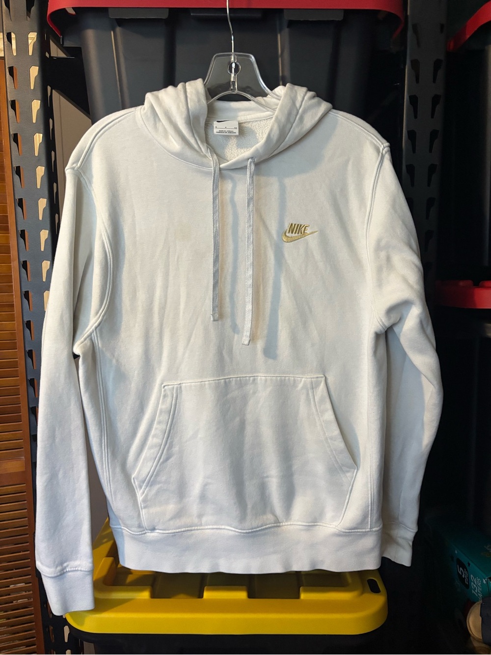 Nike White Pullover Hoodie with Gold Swoosh